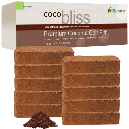 Coco Coir 650gm Bricks (10-Pack) - Organic Coco Coir for Plants - OMRI-Listed Cocopeat Bricks for Garden Soil & Potting Mixes - Coconut Fiber Mixes with Potting Soil for Indoor & Outdoor Plants - color: Coco Coir 650gm (10 Bricks)