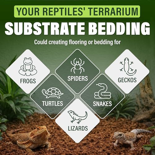 Coconut Chips Substrate 10 Lbs | Reptile Bedding for Snakes, Ball Python, Bearded Dragon, Tortoise, Gecko, Lizard, Frog | Odor Absorbing | Coconut Chips for Plants and Orchid Bark Mulch - size: 10 Lbs (Pack of 1)