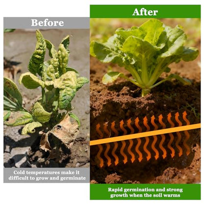 49Ft Soil Heating Cable,Rubber Heating Warming Cable with Thermostat and Ground Stakes,Plant Soil Heater Cable for Cold Frame,Graden,Greenhouse Seed Grow