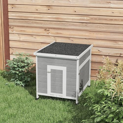 PawHut Duck Coop, Wooden Chicken House Rabbit Hutch with Openable Roof, Removable Floor, Double Doors, Ramp, Duck House for 2-4 Chickens, Geese, 25" x 32" x 30" - size: 24.8"L x 32.3"W x 29.9"H