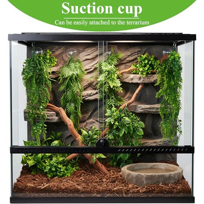 Suncalla Reptile Plants Terrarium Hanging Plants Vines Boston Climbing Terrarium Plant with Suction Cup for Bearded Dragons Lizards Crested Gecko Snake Crab Tank(Lush Series,Multiple Green) - style: Lush Series