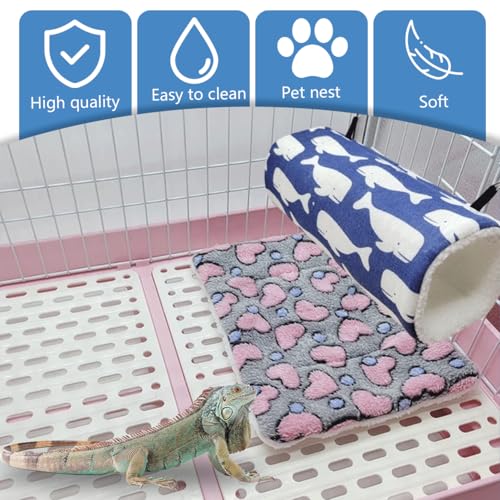Plush Reptile Sleeping Bag Reptile Sleeping Bag Cushion for Small Pets Comfortable Plush Sleeping Bag for Lizards, Leopard Iguanas (Blue)