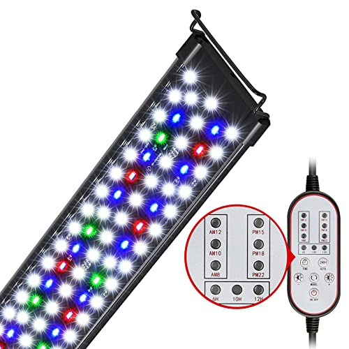Aquarium Light, 26W 24/7 Lighting Cycle, Sunrise/Daylight/Moonlight Mode and Custom Mode with Expandable Bracket, Adjustable Timer and 7 Color Brightness for 30~36IN Fish Tank - color: Black - Remote Control, size: For 30~36inch Fish Tank