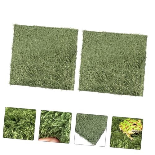 BESPORTBLE Reptile Moss Carpet for Tortoise 2pcs Artificial Grass Mats Absorbent and Moisture Retaining for Terrariums and Amphibians Green Fake Plant Decoration