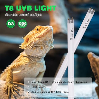 2-Pack UVB Reptile Light 10.0 Bulb 17W T8 Fluorescent Desert Lamp UVA for Bearded Dragon Tortoise Reptile & Amphibian - size: T8 17W 2PCS