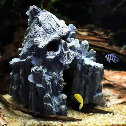 Aquarium Decoration Skull Mountain Resin Cave Decor for Fish Tank Habitat and Enhancing Reptile Landscape Decor