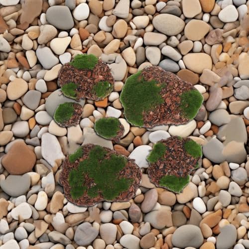 Hemoton 6pcs DIY Garden Decor Lifelike Moss Rock Fake Mossy Blocks for Floral Arrangements Miniature Landscape Accessories