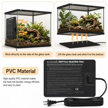 Aiicioo Under Tank Heater Thermostat - Reptile Heating Pad with Temperature Control Reptile Heat Mat for Combo Set for Hermit Crab Lizard Terrarium 8W - size: 6" X 8"(8W) with Thermostat
