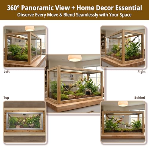 50 Gallon Bamboo Reptile Enclsoure,36"x16"x18" Bearded Dragon Tank Also for Ball Python,Snake,Gecko,Turtle with Sliding Door Top Screen Ventilation,Stackable Large Reptile Terrariums - size: 36"x16"x18"
