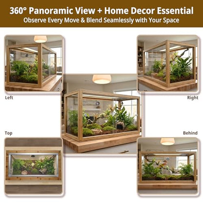 50 Gallon Bamboo Reptile Enclsoure,36"x16"x18" Bearded Dragon Tank Also for Ball Python,Snake,Gecko,Turtle with Sliding Door Top Screen Ventilation,Stackable Large Reptile Terrariums - size: 36"x16"x18"