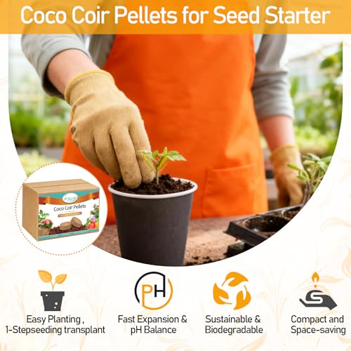 Legigo 50 PCS 40mm Coco Coir Pellets Potting Soil Mix- Compressed Coconut Coir Discs Seed Starting Soil Pellets, Coco Peat Soil Pods for Indoor & Outdoor Plants, Gardening Herbs Bonsai and Vegetables - color: 40mm