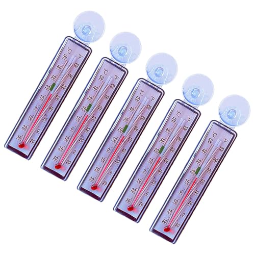 5 Pieces Aquarium Thermometer Tank Thermometer for Freshwater and Saltwater Large Range Accurate Submersible Thermometer Rectangle