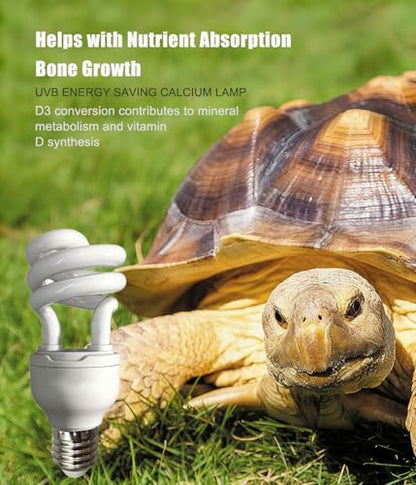 2 Pack E26 5.0 UVA UVB Reptile Light Bulb, 13W UVB Light Tropical Compact Fluorescent Terrarium Lamp for Chameleon Iguana Turtle Gecko Frog Snake