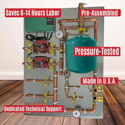 Hydronic Radiant Heat Control Panel - 2 Zone | Pre-Assembled Heating Distribution System for Underfloor, Home & Space Heating | High-Efficiency & Easy Install - size: 2 Zone - For use with/without Glycol