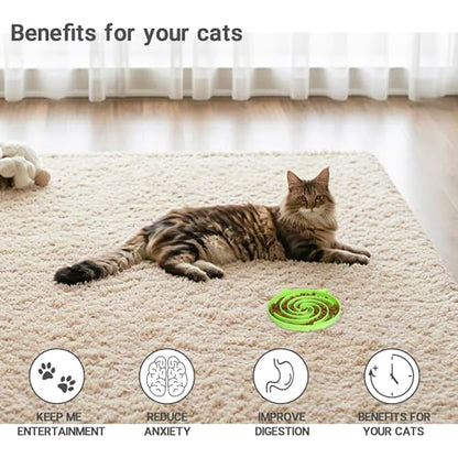 Bifeaw Slow Feeder Cat Bowl, Easy to Clean Silicone Bowl, Ideal for Dry and Wet Food (Orange and Cyan) - color: Orange and Cyan