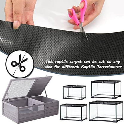 Vodolo Bearded Dragon Tank Accessories, Reptile Terrarium Carpet Substrate for Leopard Gecko, Lizard, Iguana, Snake, Tortoise, Non-Adhesive Reptile Habitat Bedding(Black 79inch) - size: 79inch