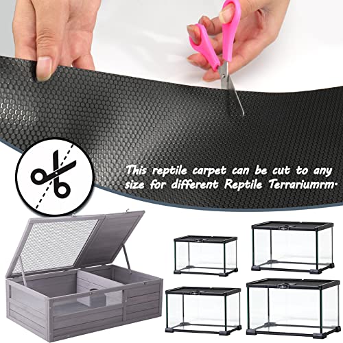 Vodolo Bearded Dragon Tank Accessories, Reptile Terrarium Carpet Substrate for Leopard Gecko, Lizard, Iguana, Snake, Tortoise, Non-Adhesive Reptile Habitat Bedding(Black 118inch) - size: 118inch