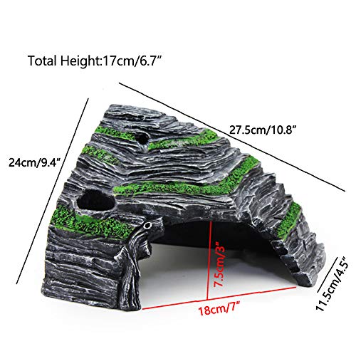 Reptile Box Shelter Terrarium Hideout Caves Turtle Ramp Basking Platform Habitat Decor Humidify Hide Cave Resin Rock - size: XXL