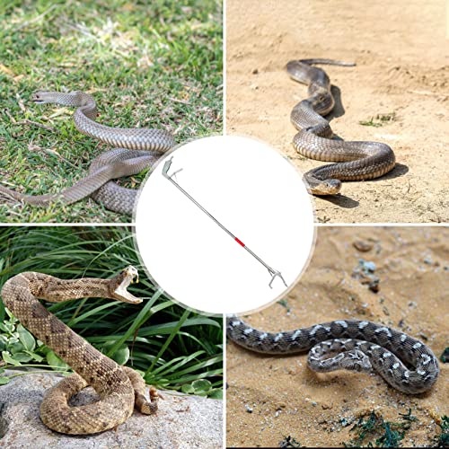 TEHAUX 1pc Folding Stainless Steel Snake Trap Clamp with Lock Practical Snake Catcher Tool for Handling of Reptiles Lightweight and Portable Design for Outdoor Use