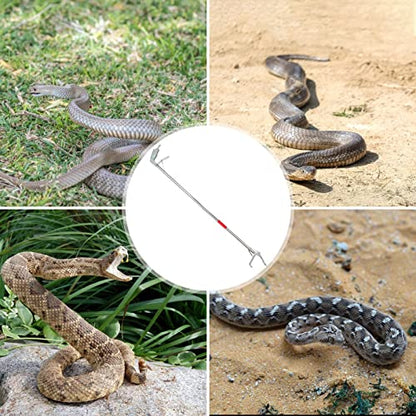 TEHAUX 1pc Folding Stainless Steel Snake Trap Clamp with Lock Practical Snake Catcher Tool for Handling of Reptiles Lightweight and Portable Design for Outdoor Use