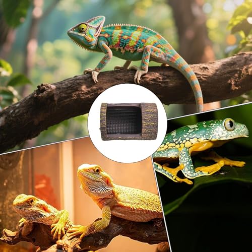 Reptile Food Dish - Integrated Multi-Tier Climbing Groovee, 15cm Wide Gecko Lizard Frog Station, Hermit Crab Turtle Vivarium Accessory, Non Porous Synthetic Rock Block | Habitat Feeder for Keepers