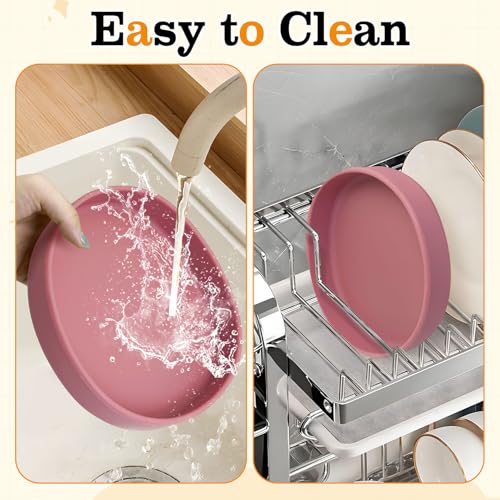 Silicone Dog Food Plate Shallow Dog Bowl Flat Cat Dish Small Puppy Plates for Small Dogs and Cats Whisker Fatigue Pet Feeding Bowls for Dry and Wet Food (Light Brown) - color: 1 Pcs - (Red)