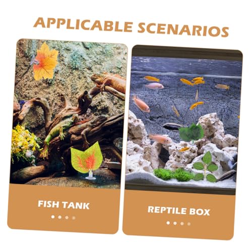 Cabilock 10pcs Reptile Terrarium Plants Artificial Simulation Leaf Decor with Suction Cups for Lizard Chameleon Snake Habitat and Climbing Tank Supplies