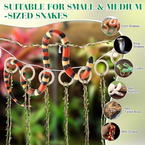 Snake Climbing Vines with Reptile Plants Kit, Handcrafted Jungle Vines, Snake Enclosure Accessories for Ball Pythons, Corn Snakes, Bearded Dragon, Chameleon, Lizard, Snake Enrichment Toys
