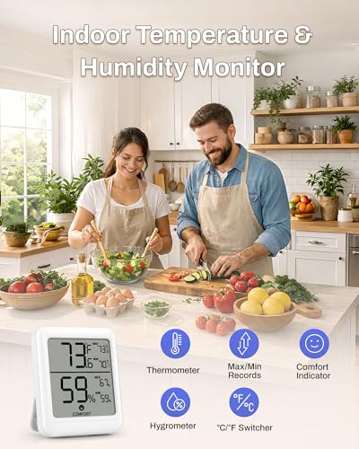 BN-LINK Digital Hygrometer Indoor Room Thermometer, Accurate Temperature and Humidity Meter with Large LCD Monitor for Home, Bedroom, Terrarium, Incubator, Greenhouse, 1 Pack - size: 1 Pack