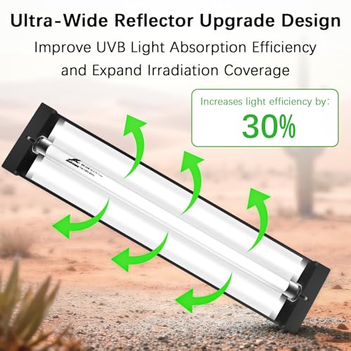 39W T5 10.0 UVB Reptile Light Fixture Combo Kit, High Output UVA UVB Light with Upgraded Wider Alloy Reflector for Bearded Dragons Lizards Tortoises and Other Desert or Tropical Reptiles (34.5Inch) - size: 34.5Inch