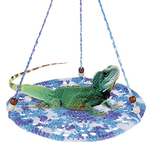 Jspupifip Bearded Dragon Accessories for Habitat,Bearded Dragon Tank Decor Basking Platform Gecko Tank Leopard Gecko Tank Accessories for Chameleon Birds Rats Hamster Iguana - color: Blue