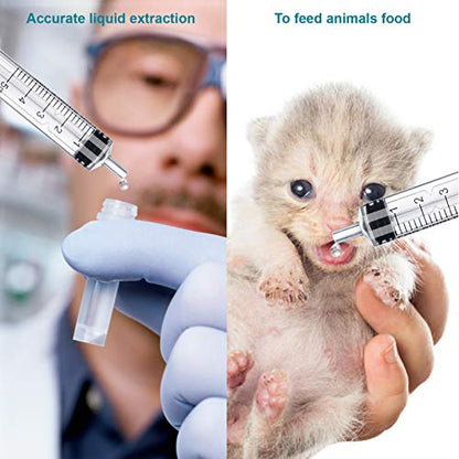 5ml Syringe Without Needle - 5 ml Small Plastic Syringes Sterile Individually Packed with Cap for Lab Medicine Student Measuring Liquid and Pet Dog Cat Baby Feeding Oral Colostrum ( 12 Pack 5cc /ml )