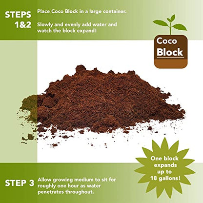 Home and Country Triple Washed Compressed Coco Coir Brick (20 LBS) - Coco Fiber is an Ideal Compost Starter for Your Home Garden. Coco Coir Bricks Provide Organic Alternative to Peat Moss for Plants. - size: 20 Pound
