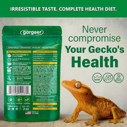 Gargeer 'Picky Geck' Rainforest Mist - Premium Crested Gecko Food | Immune & Digestion Support with Banana, Papaya, Fig & Blueberry | No Fillers - Only Premium Ingredients | 2oz | Made in USA - size: 2 Ounce (Pack of 1)