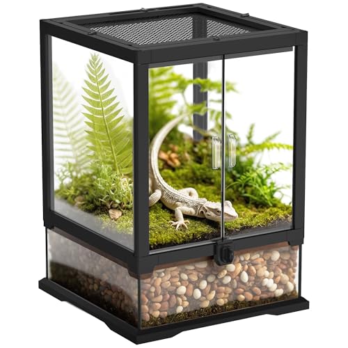 12’’x 12’’x 18’’ Reptile Terrarium with Full View Tempered Glass, 10 Gallon Reptile Habitat Comes with Mesh Top Vent, Suitable for Small Reptiles Such as Gecko, Snake, Frog and Mantis - size: 12"W X 12"D X 18"H(10 Gallon)