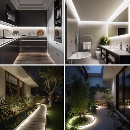 AXMOTUT 32.8ft COB LED Strip Lights Waterproof IP68, 6000K Daylight White Outdoor 24V Dimmable Silicone LED Tape Lighting High Density, 6000LM+, 3200LEDs Clips and Screws(Power Supply Not Included) - size: 6000K/32.8ft-IP68