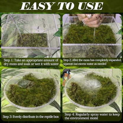 ZeeDix 1.1 lb Premium Sphagnum Moss for Reptiles | 25 qt Green Natural Reptile Moss Bedding, Long Fiber Reptile Moss for Leopards, Geckos, Snakes, Turtles, Frogs - color: 1.1lb