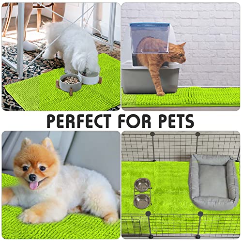 Amylove 4 Pcs Guinea Pig Cage Liner 16 x 24 Inch Washable Chenille Pee Pads Pet Dog Cat Bedding Training Mat Reusable for Small Animals Puppy Bunny Hamster Chinchilla - color: Green, size: 16 x 24 Inch, style: Low Pile Chenille