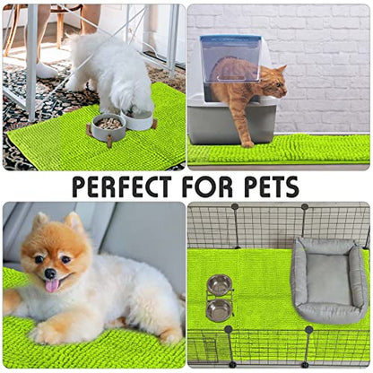 Amylove 4 Pcs Guinea Pig Cage Liner 16 x 24 Inch Washable Chenille Pee Pads Pet Dog Cat Bedding Training Mat Reusable for Small Animals Puppy Bunny Hamster Chinchilla - color: Green, size: 16 x 24 Inch, style: Low Pile Chenille