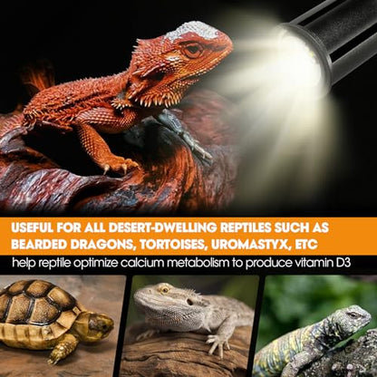 Premium UVB Reptile Light Full Spectrum for Optimal Calcium Metabolism,Desert 10.0 Bulb 3W UVA UVB Ideal for Desert-Dwelling Reptiles Bearded Dragons Tortoises - style: Desert 10.0 UVB Pro
