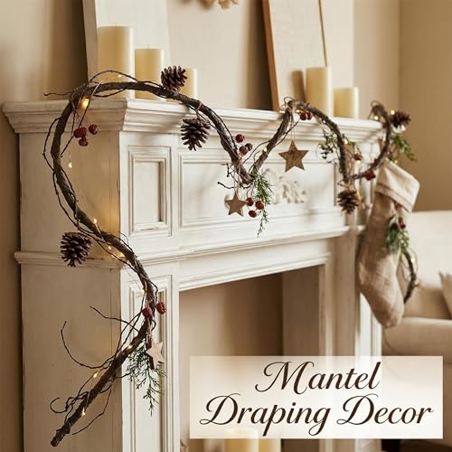 118" Bendable Artificial Grapevines Garland Tree Branches(M) | Flexible Fake Reptile Climb Plants Twigs Cherry Blossom Wall Hanging Wreath Tree Trunk Halloween Jungle Mantel Decoration - size: Medium
