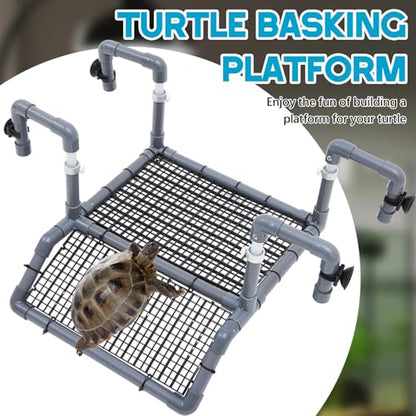 Chunful Adjustable X-Large Turtle Basking Platform, 19″ Wider Hanging Turtle Dock, DIY Ramp with PVC Pipes and Suction Cups Basking Area for Aquarium Tank 40/50/65/75/90 Gallon, Tank Accessories - style: Classic