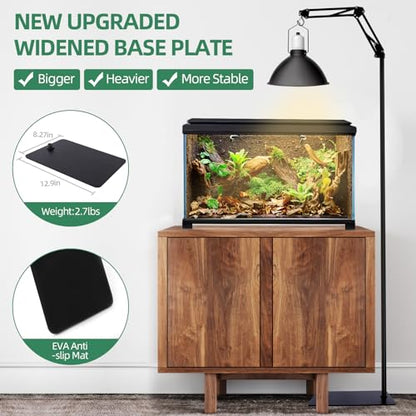 MECESOR Reptile Lamp Stand Adjustable Height 15.7-73.6inch with 360°Adjustable Swing Arm Heat Lamp Stand Plant Floor Light Holder for Bearded Dragon Turtles Snake and Chicks - size: 15.7-73.6inch