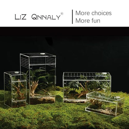 Acrylic Terrarium for Reptiles & Spiders – Small/Medium/Large Leak-Proof Enclosure (Horizontal/Vertical) | Ideal for Tarantulas, Jumping Spiders, Frogs & Geckos(Small, Horizontal) - size: Small
