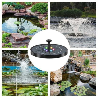 Sunlight Fountain Illuminated Floating Aeration Decorative Garden Backyard Patio Poolside Aquarium Terrarium Deck Landscape Outdoor Kids Toy Ecofriend Pump Ornament Gift Relaxation Spray LED Feature