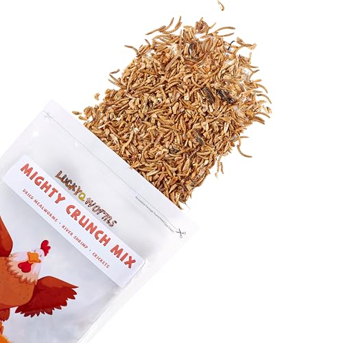 Mighty Crunch Mix Aquatic Turtle Food - 1 Lbs Resealable Bag of High Protein Insect Blend, Dried Mealworms, River Shrimp, Crickets - for Turtles, Reptiles & Amphibians, Chicken, Birds