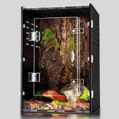 Reptile Enclosure for Crested Gecko – 8x8x12 Reptile Tank for Gecko, Snake, and Lizard – PVC Terrarium for Small Pets - size: 8"8"12"