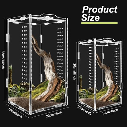 Acrylic Tarantula Enclosure, Micro Habitat Terrarium for Arboreal & Terrestrial Reptiles, Spiders and Invertebrates, Small Acrylic Reptile Enclosure for Jumping Spiders, Amphibians - size: 4 * 4 * 8 inch