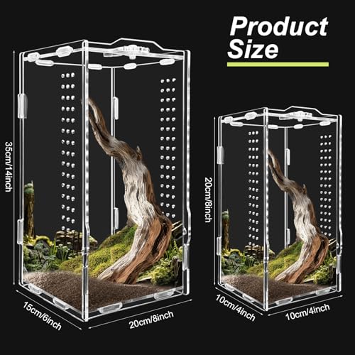 Micro Habitat Acrylic Reptile & Tarantula Enclosure, Small Tree Dwelling Reptiles, Amphibians, Spiders & Other Invertebrates - size: 8 * 8 * 14 inch