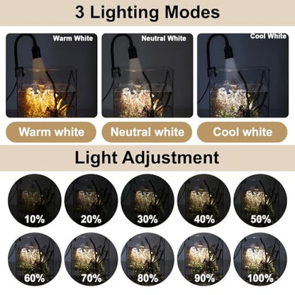 Mini Aquarium Light, 3W Clip on Aquarium Spotlight with Adjustable Focus, 3 Colors LED Fish Tank Focus Light for 0.11"-0.39" Thickness of Fish Turtle Plant Tank